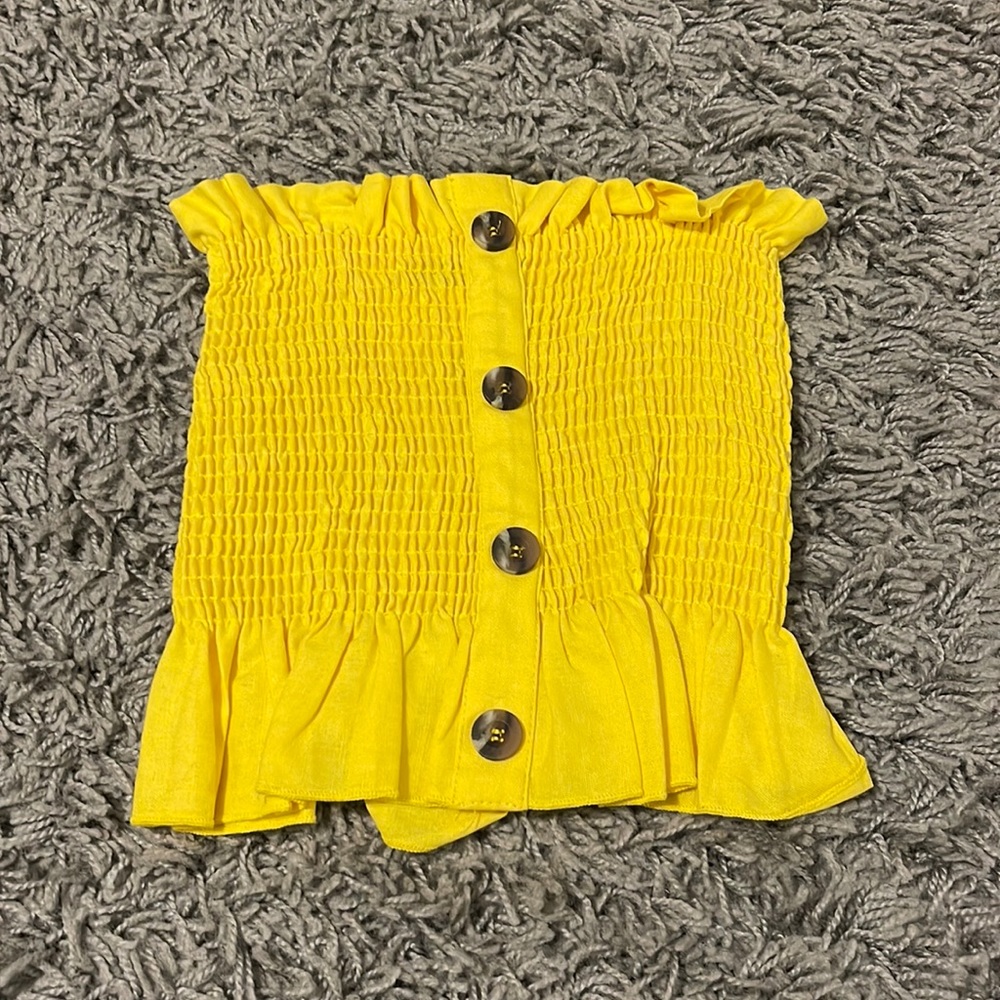 Blue blush from Apricot Lane yellow tube top size S